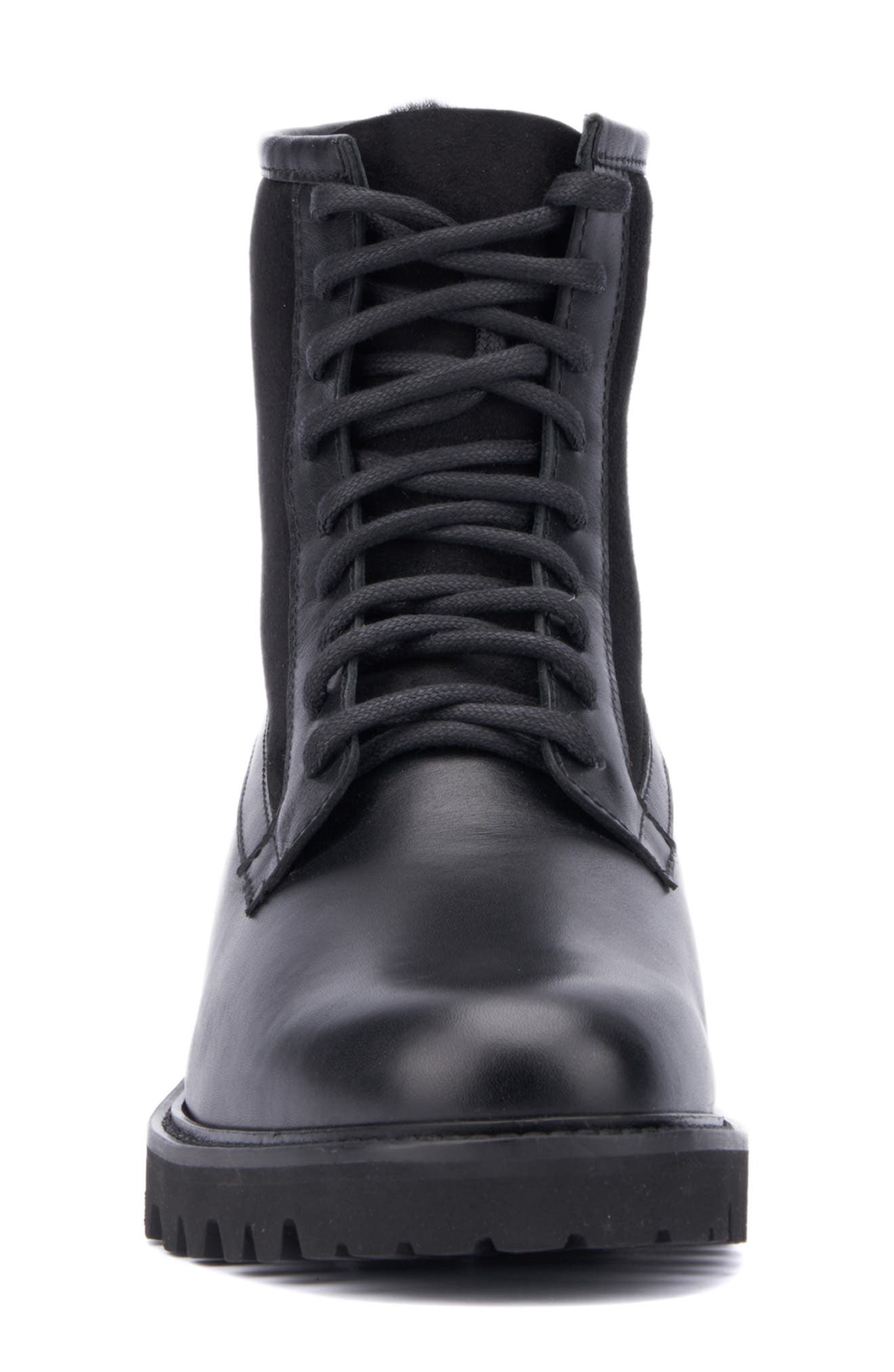 Aquatalia Gitano Genuine Shearling Lined Water Repellent Boot, Alternate, color, Black