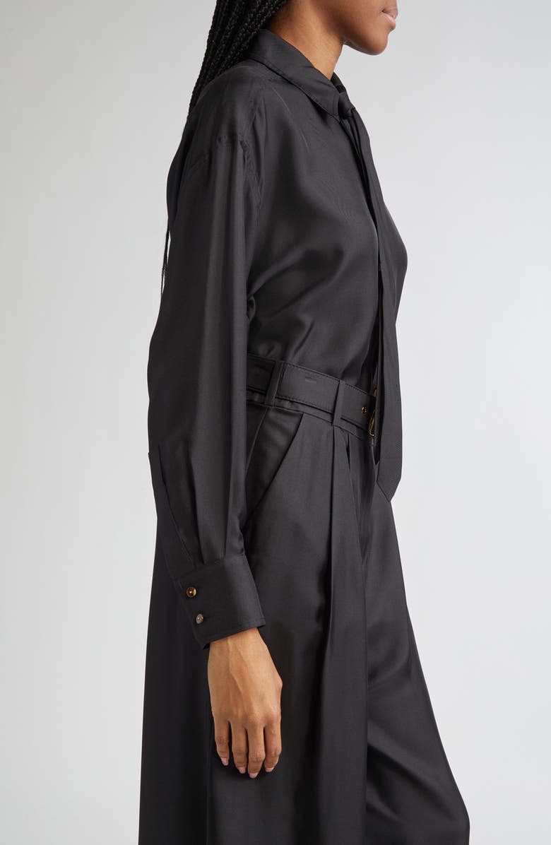 Zimmermann Relaxed Tie Silk Button-Up Shirt, Alternate, color, Black