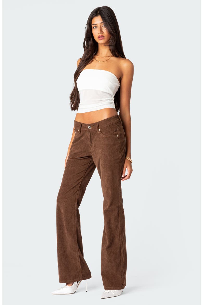 Corduroy Bootcut Pants, Alternate, color, BROWN