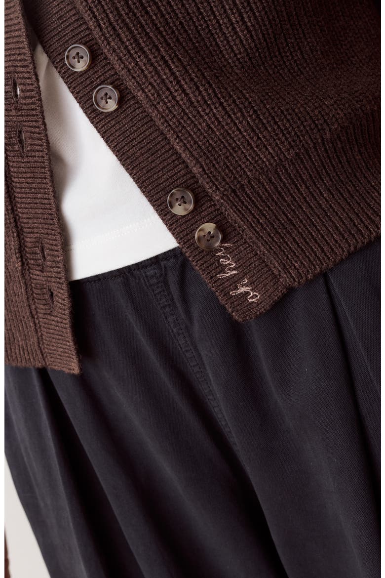 Parker Cotton & Merino Wool Blend Cardigan, Alternate, color, CHOCOLATE
