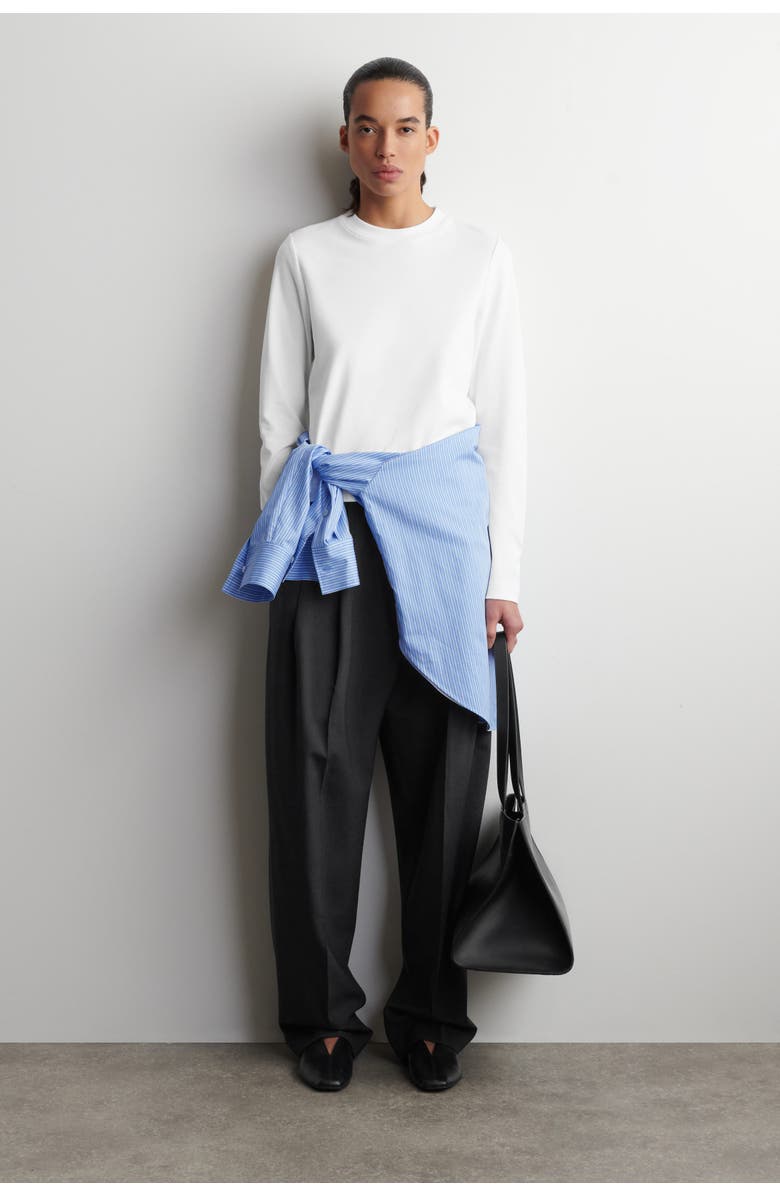 COS Clean Cut Long-Sleeved T-Shirt, Alternate, color, White