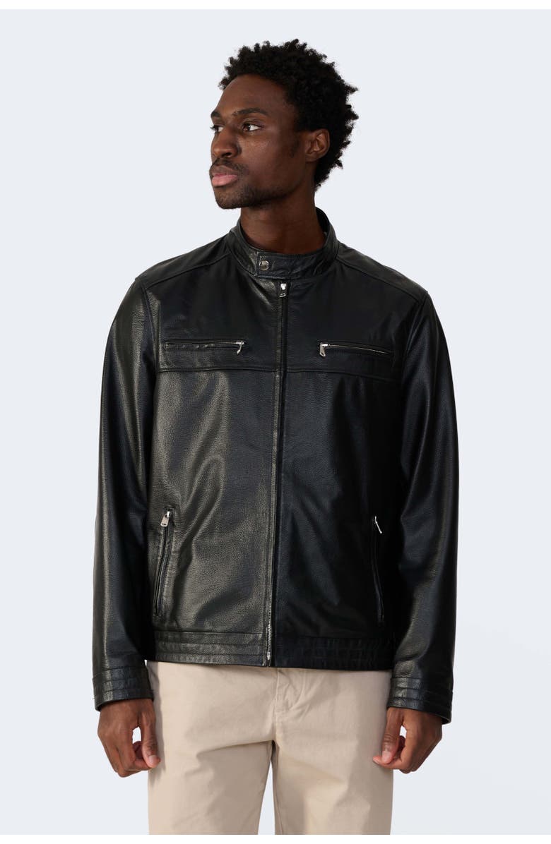 Furniq UK Oswald Leather Jacket, Alternate, color, Black