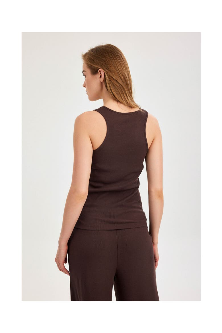 Summer Lounge Ribbed Racerback Tank Top, Alternate, color, Brown