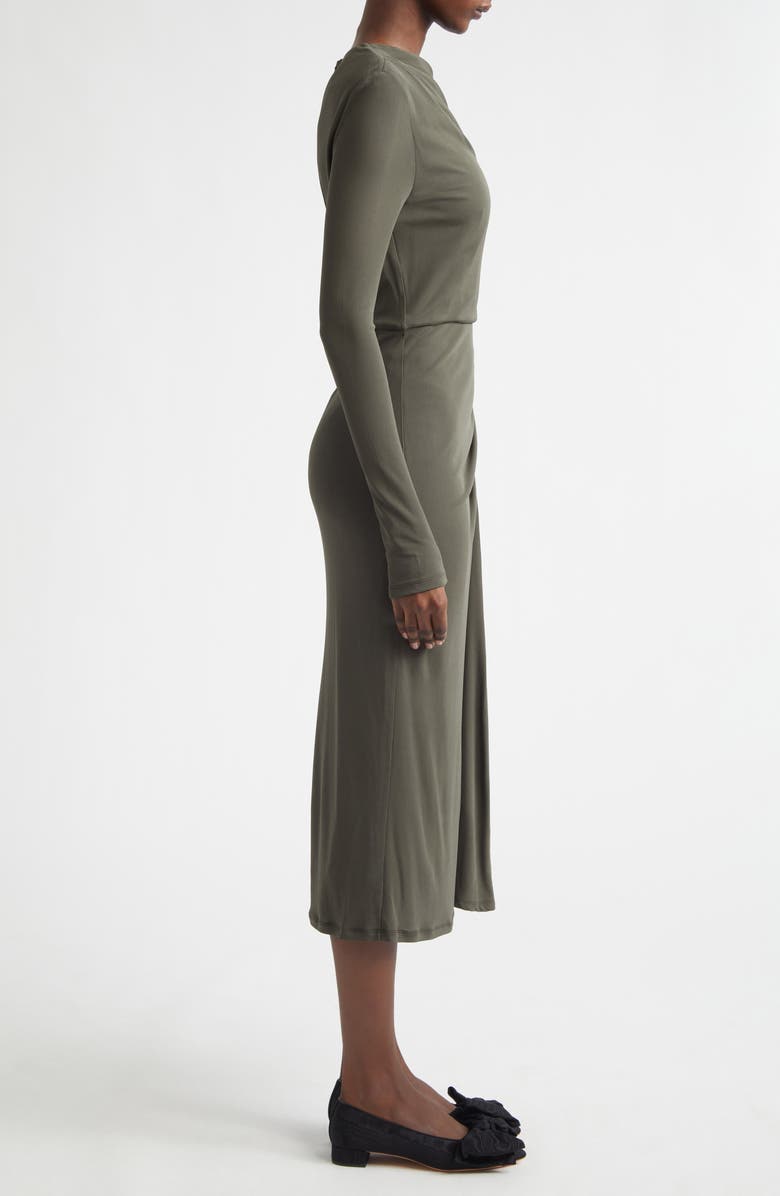 Erdem Long Sleeve Draped Midi Dress, Alternate, color, Military Green