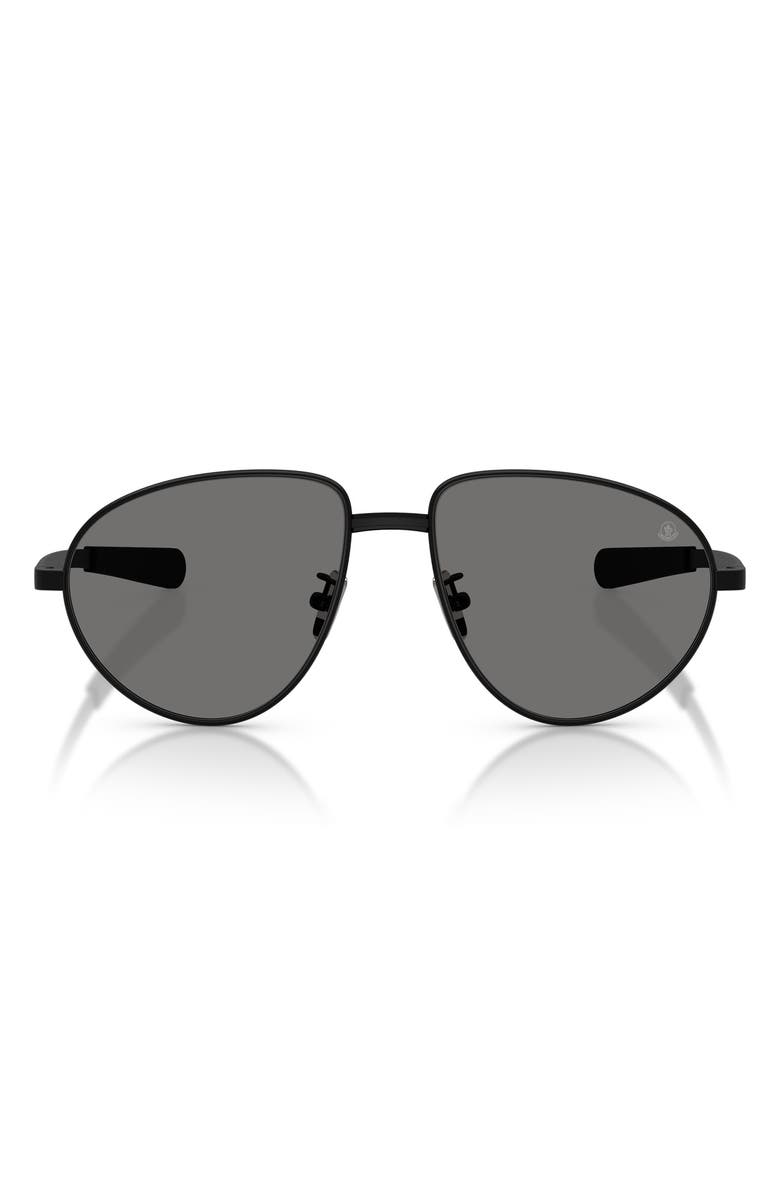 Moncler 55mm Pilot Sunglasses, Main, color, Matte Black / Dark Grey