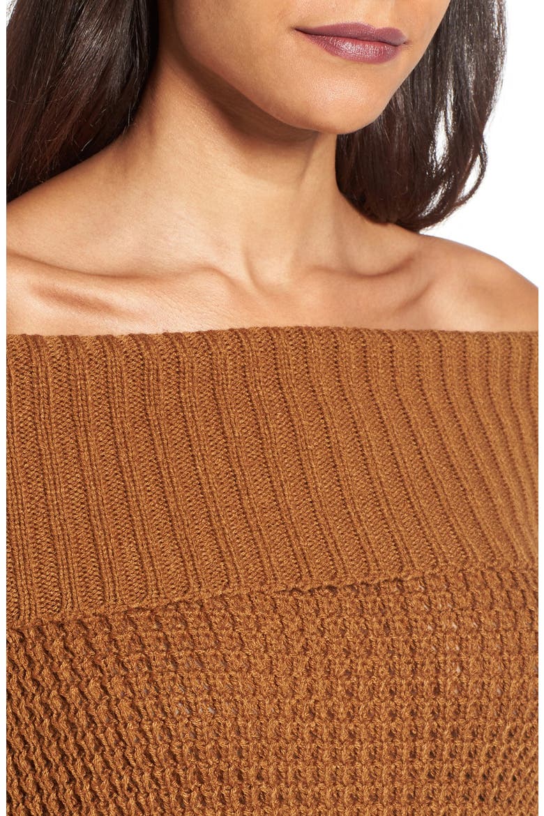 Off the Shoulder Sweater, Alternate, color, BROWN CATTAIL