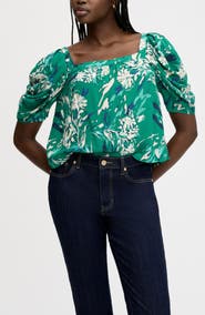 Sam Edelman Square Neck Puff Sleeve Shirt