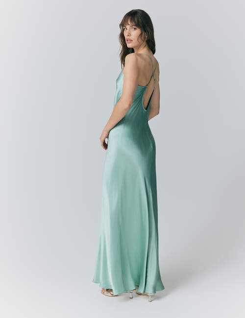 Ghost London Kallie Satin Maxi Slip Dress In Green