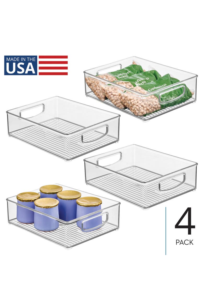 Plastic Stackable Pantry Bin with Handles, Set of 4, Clear, Made in USA, Alternate, color, Clear