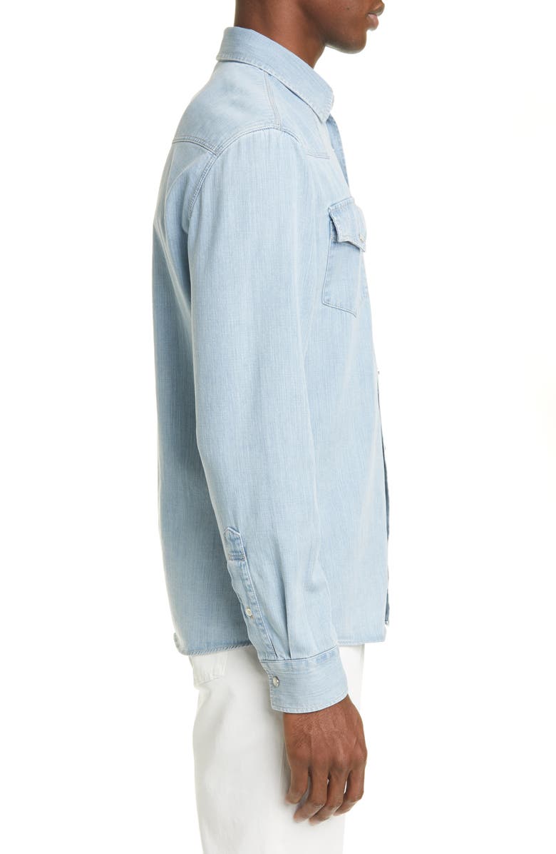 Brunello Cucinelli Leisure Fit Denim Western Shirt, Alternate, color,
