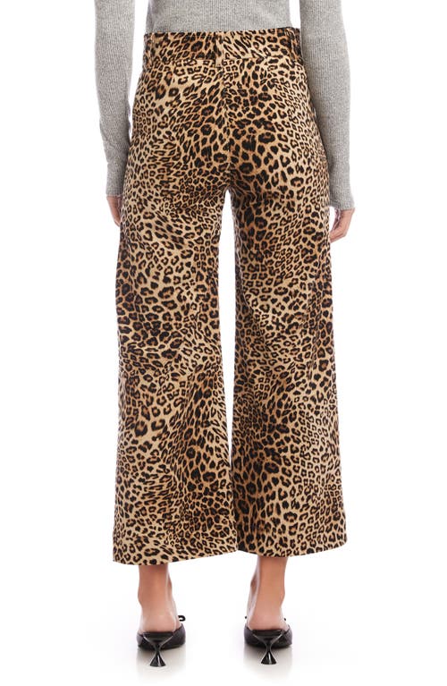 Fifteen Twenty Rylee Leopard Wide Leg Crop Corduroy Pants In Animal Print