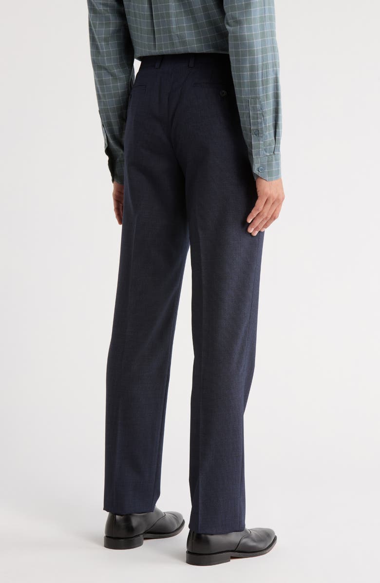 John Varvatos Bedford Flat Front Wool Blend Pants, Alternate, color, Navy