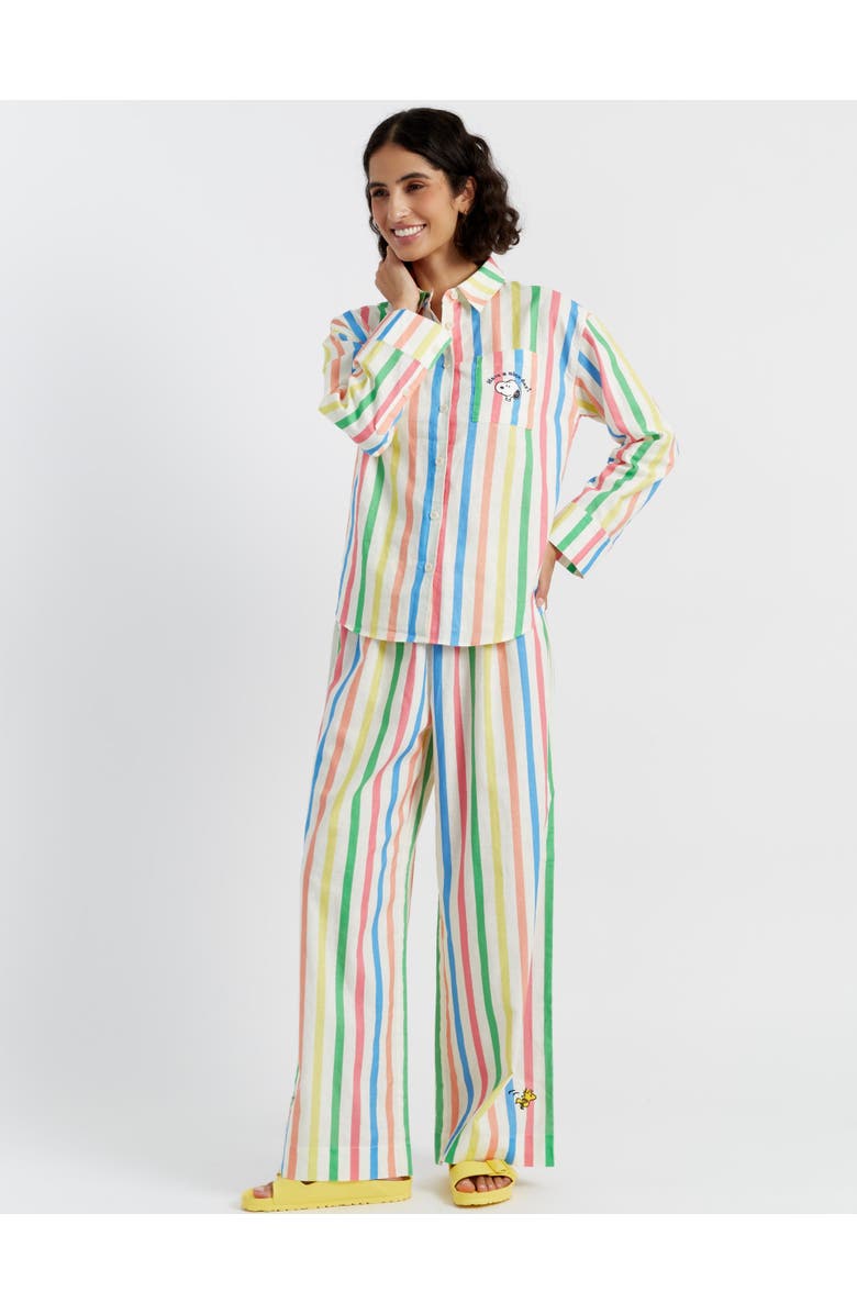 Chinti & Parker Linen Snoopy Stripe Shirt, Alternate, color, Cream