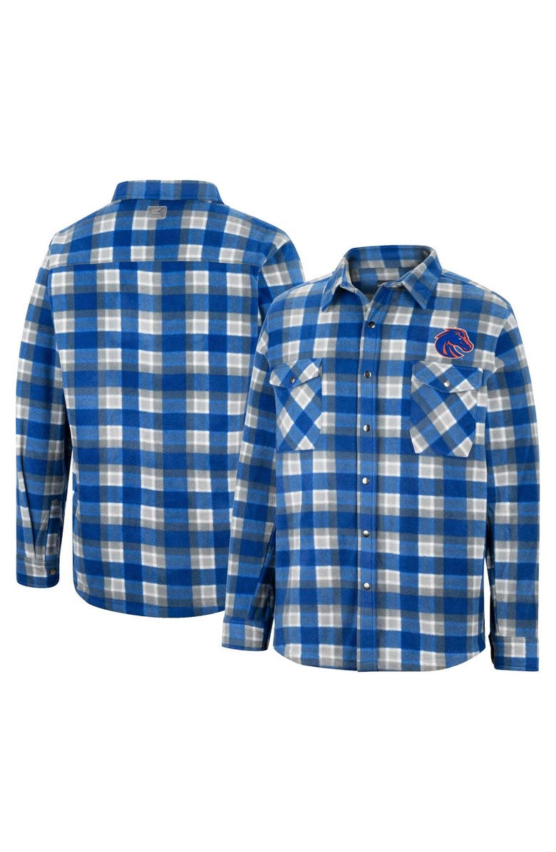COLOSSEUM Men's Colosseum Royal/White Boise State Broncos Ellis Plaid Full-Snap Shirt Jacket, Main, color,
