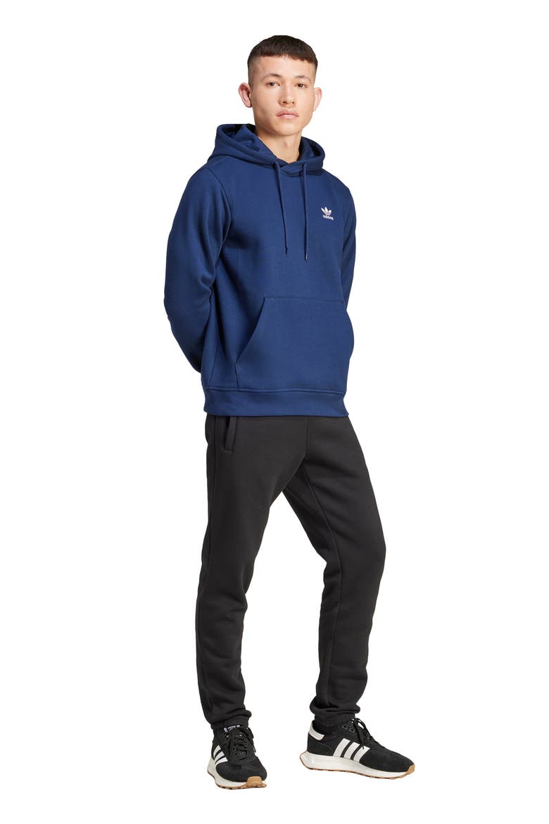 Trefoil Essentials Hoodie, Alternate, color, NIGHT INDIGO
