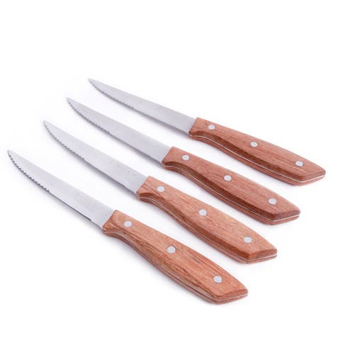 Seward 4 Piece Stainless Steel Steak Knife Cutlery Set with Wood Handles