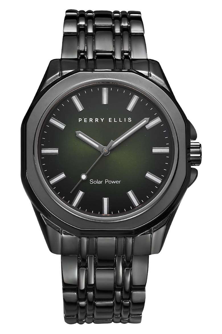 Solar Powered 3-Hand Quartz Bracelet Watch, 41mm, Main, color, GUNMETAL