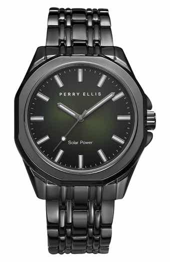 Perry Ellis Solar Powered 3-Hand Quartz Bracelet Watch, 41mm