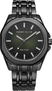 Perry Ellis Solar Powered 3-Hand Quartz Bracelet Watch, 41mm