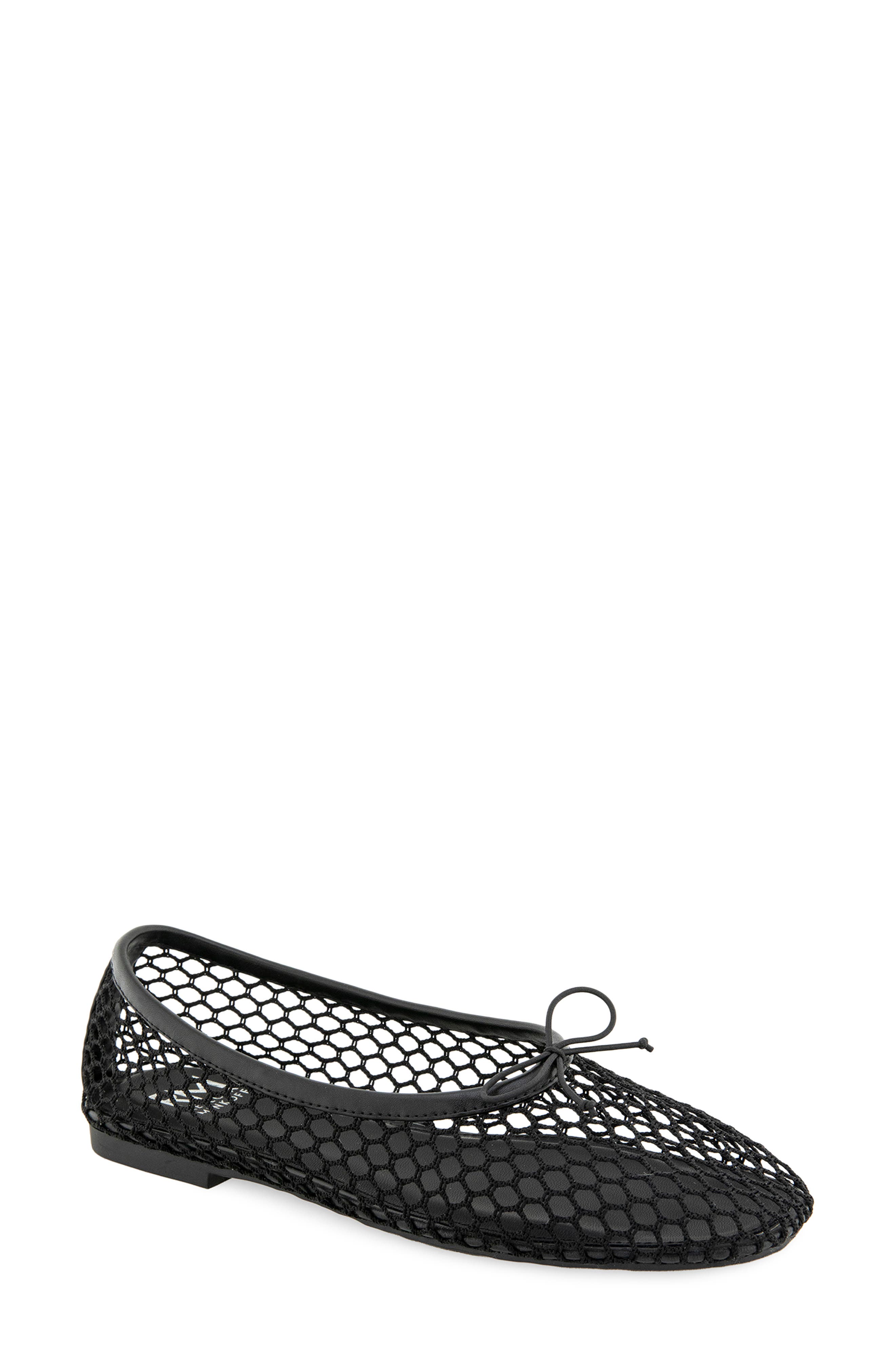 Rebecca Minkoff Bunny Mesh Ballet Flat, Main, color, Black