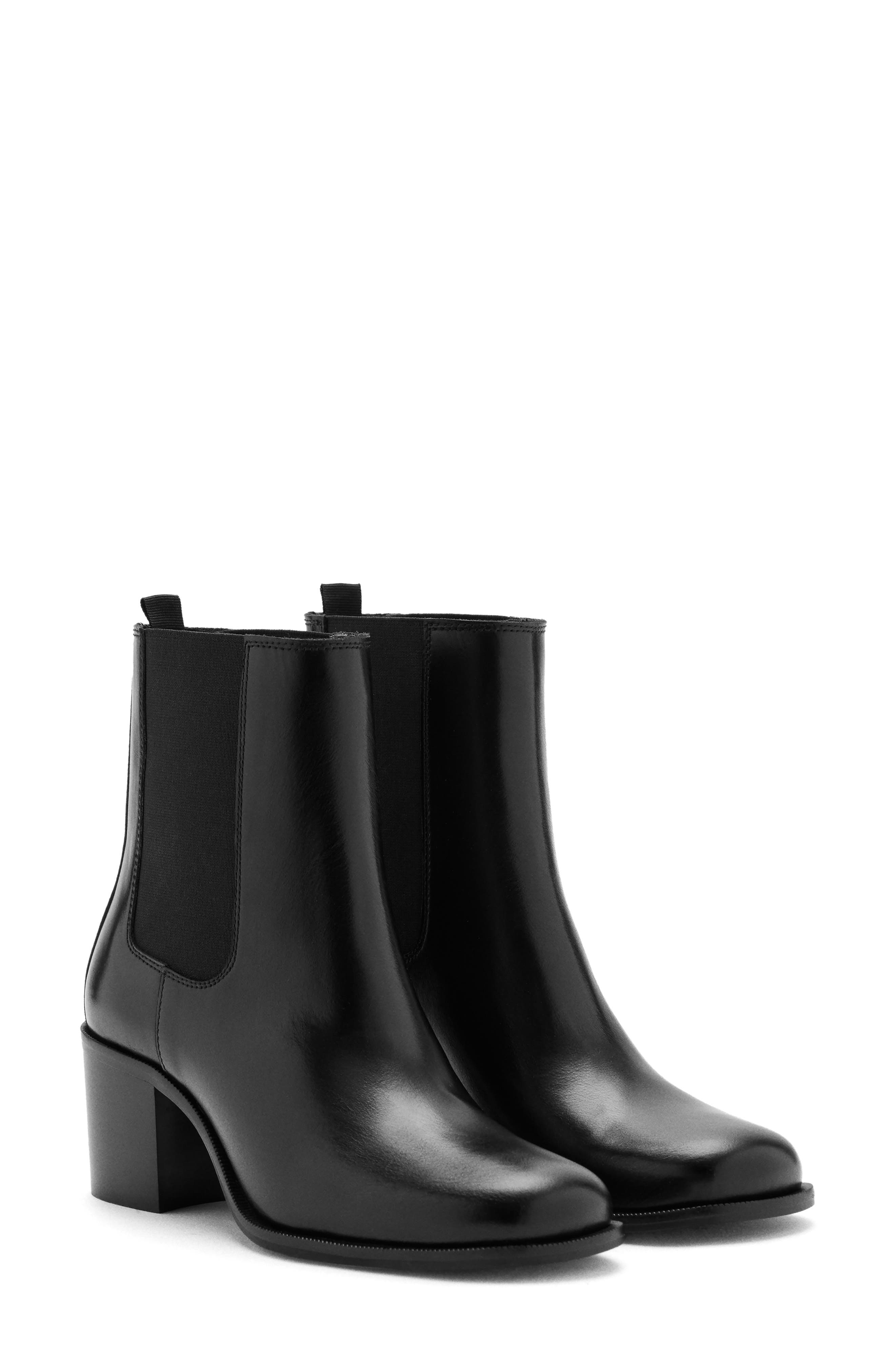 Leather Ankle Boot, Main, color, BLACK