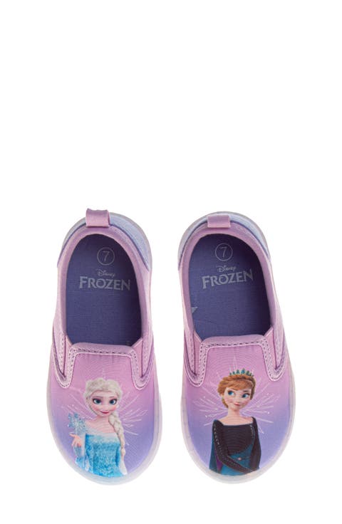 x Disney® Kids' Frozen Elsa & Anna Mismatched Slip-On Sneaker (Walker & Toddler)