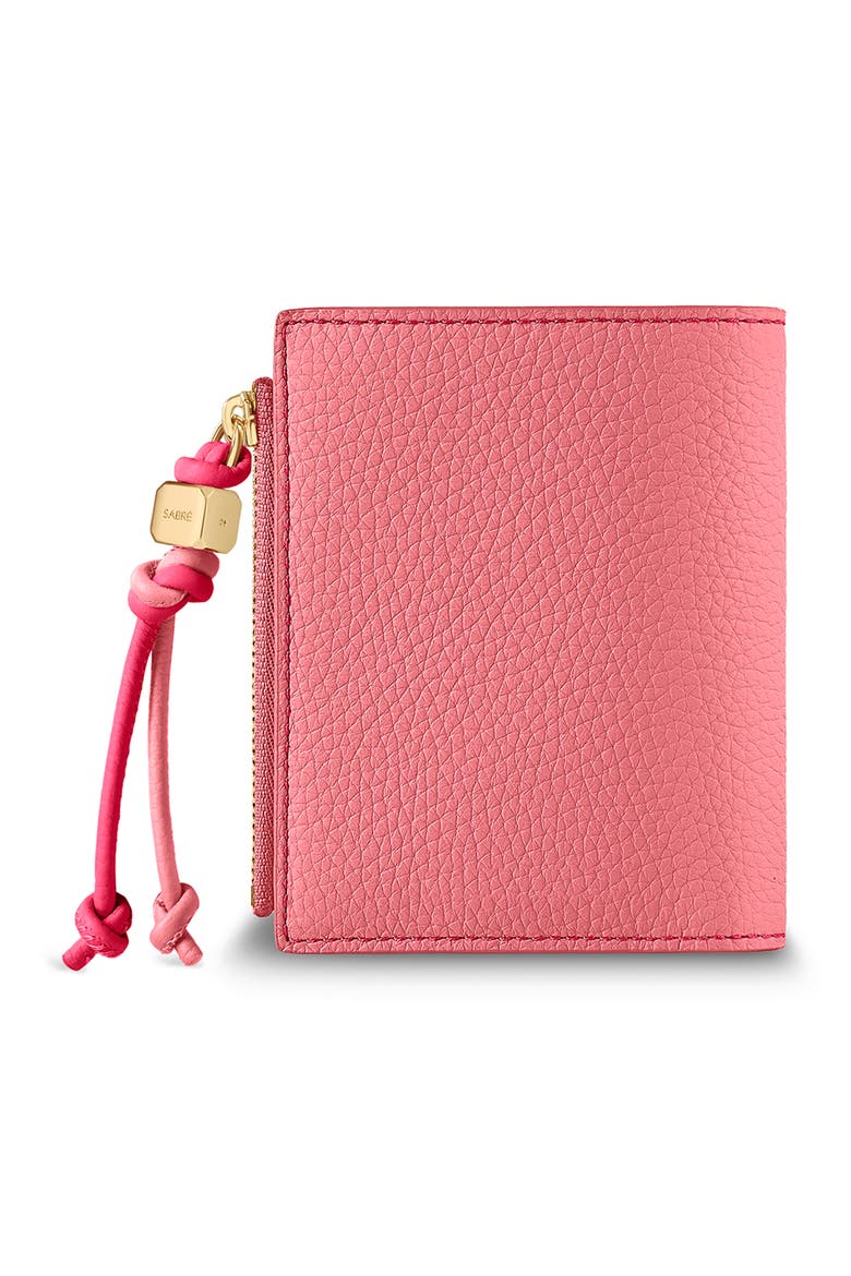 Small Leather Bifold Wallet, Alternate, color, Candy Fuchsia