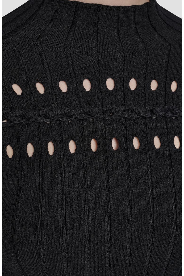 Cord Detail Rib Sweater, Alternate, color, BLACK