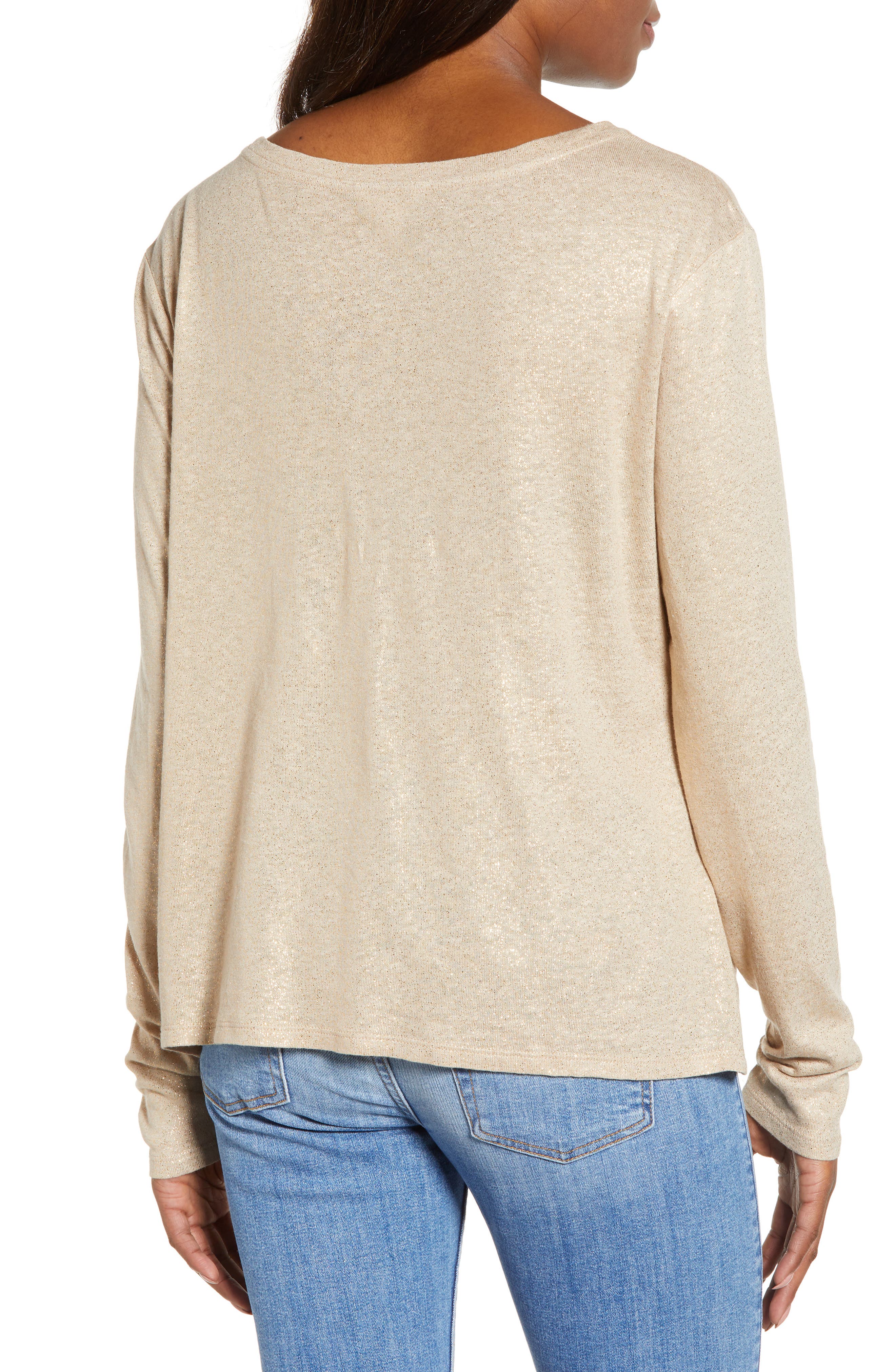 Caslon® Caslon Knot Front Metallic Thread Top (Women) | Nordstrom