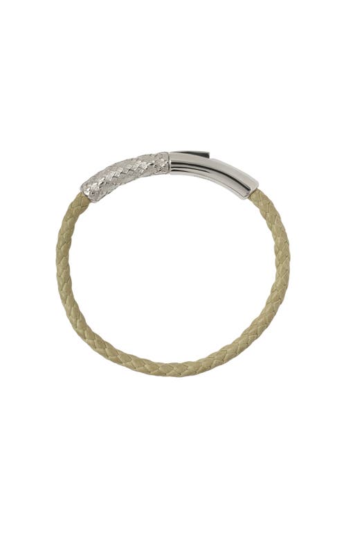 Burberry Leather Check Bracelet In Silver/artichoke
