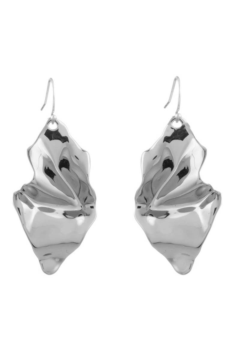 Crumpled Drop Earrings, Main, color, SILVER