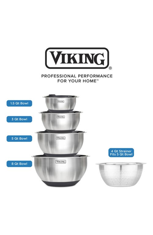Viking 9 Pc Stainless Steel Bowl Set With Strainer In Black
