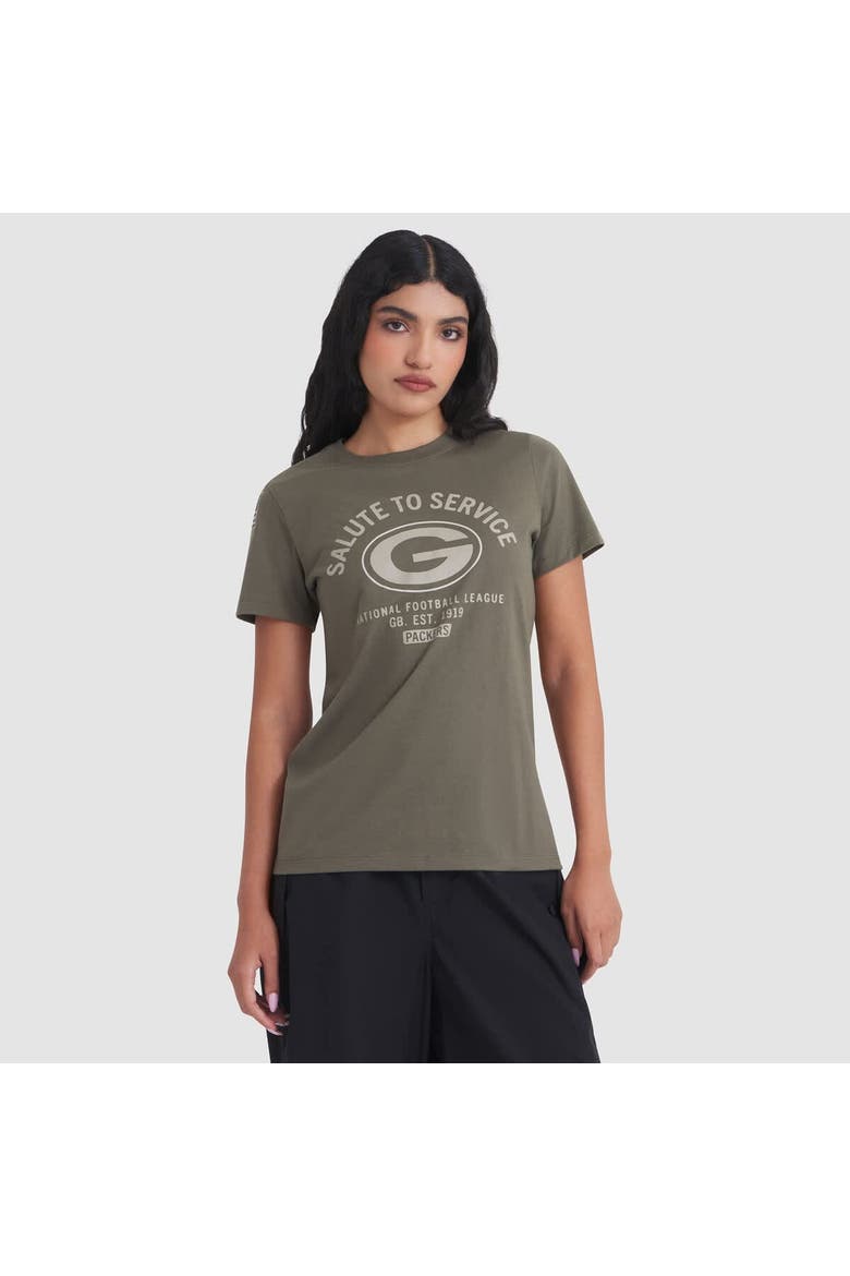Women's Nike Olive Green Bay Packers 2025 Salute to Service Sideline T-Shirt, Main, color, Olive