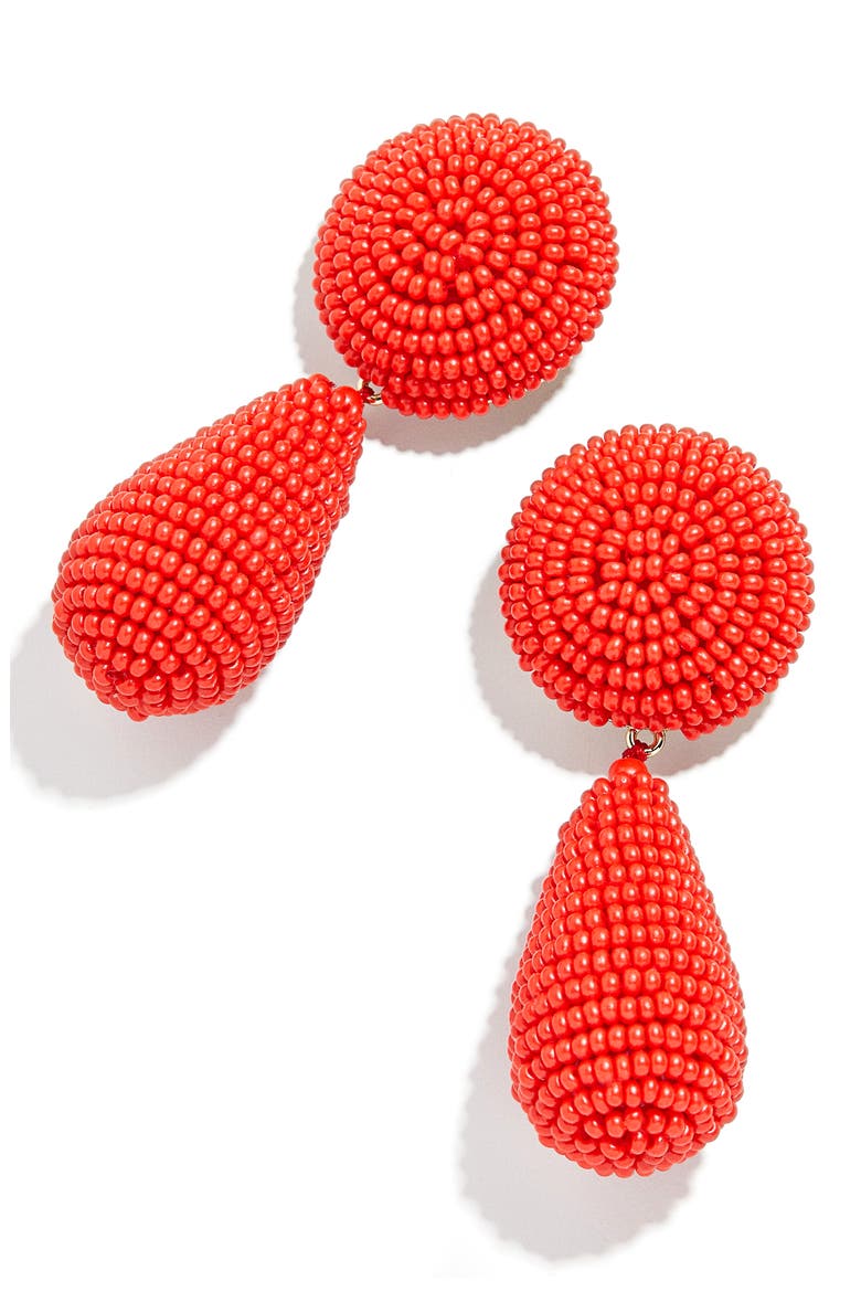 Ramona Beaded Statement Drop Earrings, Main, color, RED