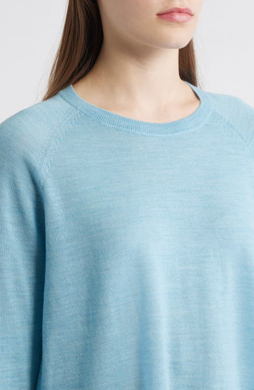 Eileen Fisher Raglan Sleeve Merino Wool Pullover In Blue