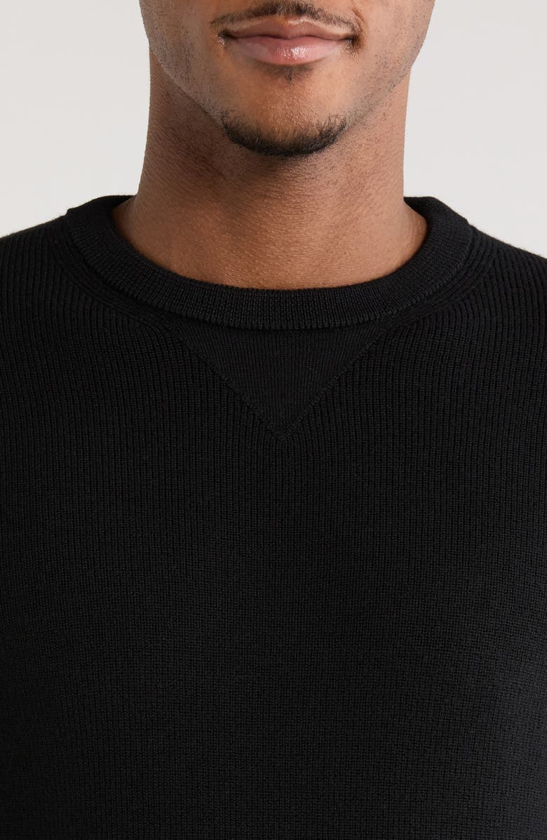 MERZ B SCHWANEN Merino Ribbed Crewneck Sweater, Alternate, color, Deep Black