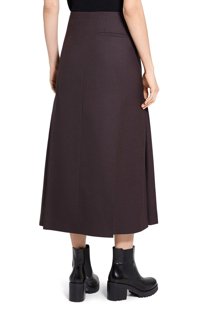 Theory Pleated A-Line Skirt, Alternate, color, Cacao