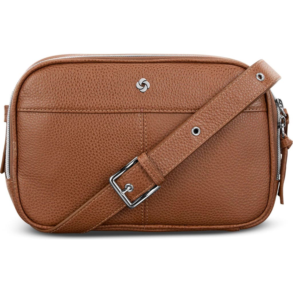 Samsonite Mobile Solution 2 Leather Crossbody Bag In Brown