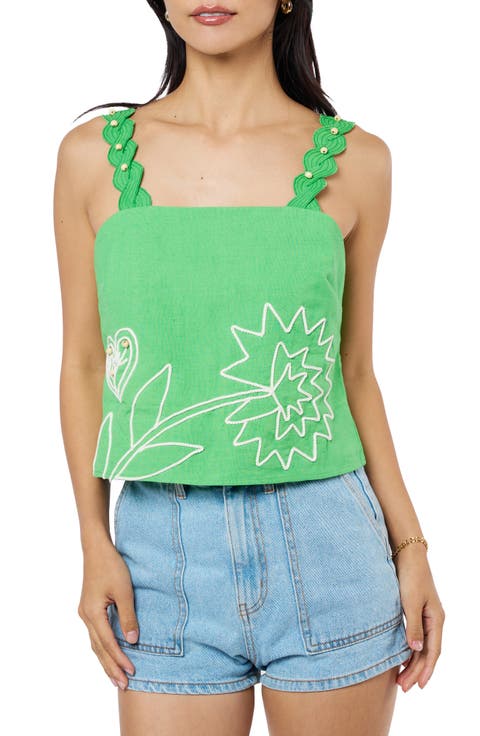 Alessia Floral Embroidery Sleeveless Top