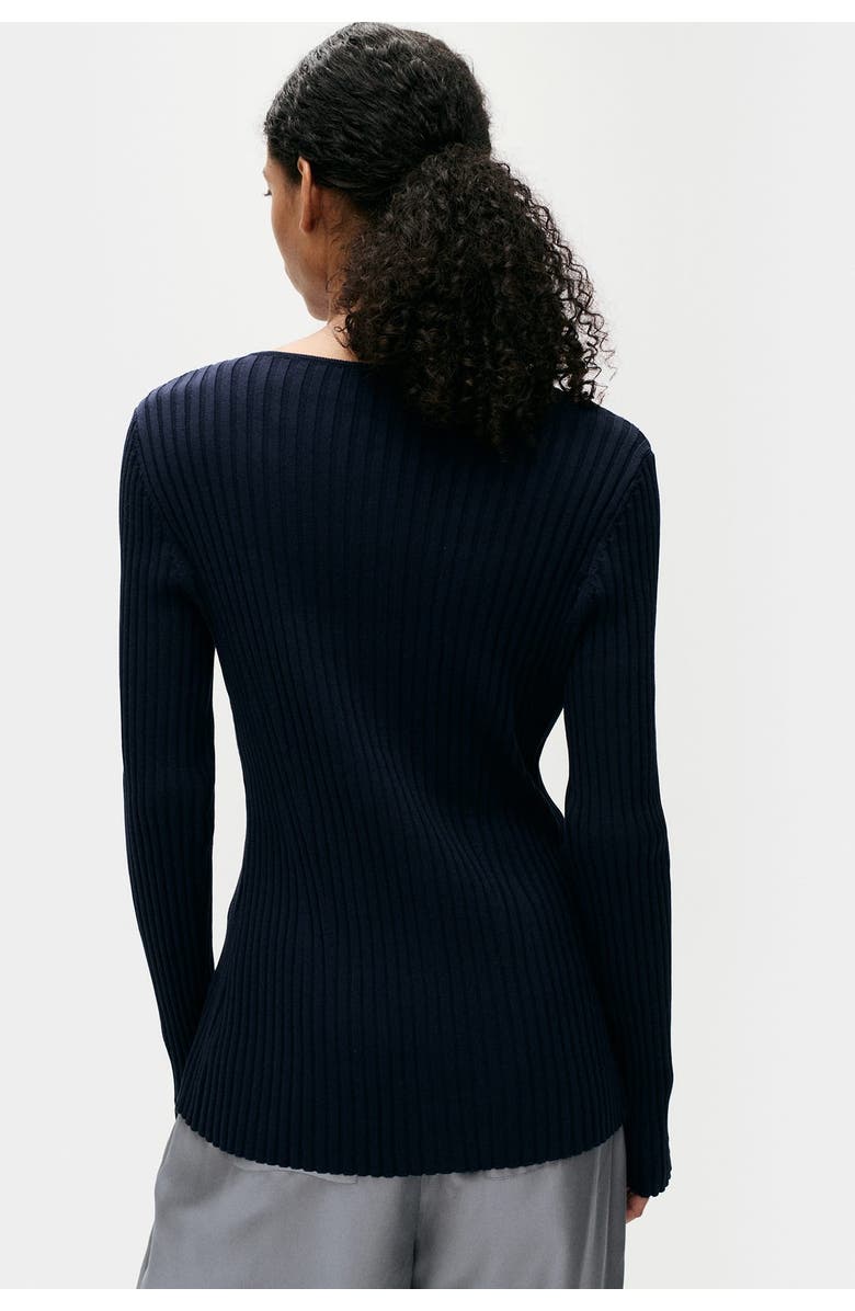 SILK LAUNDRY RIBBED KIA CARDIGAN MIDNIGHT, Alternate, color, 