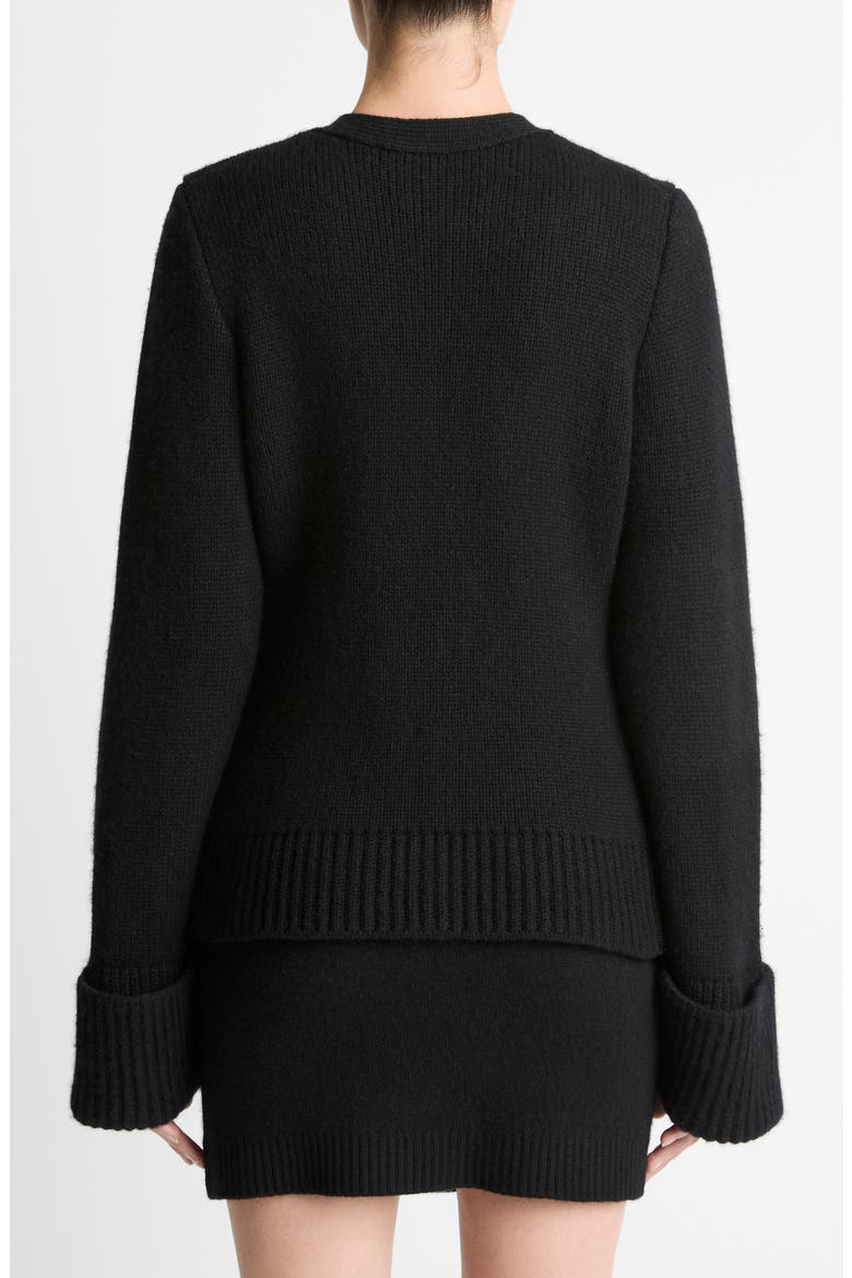 Double Face Wool Blend Cardigan, Alternate, color, BLACK