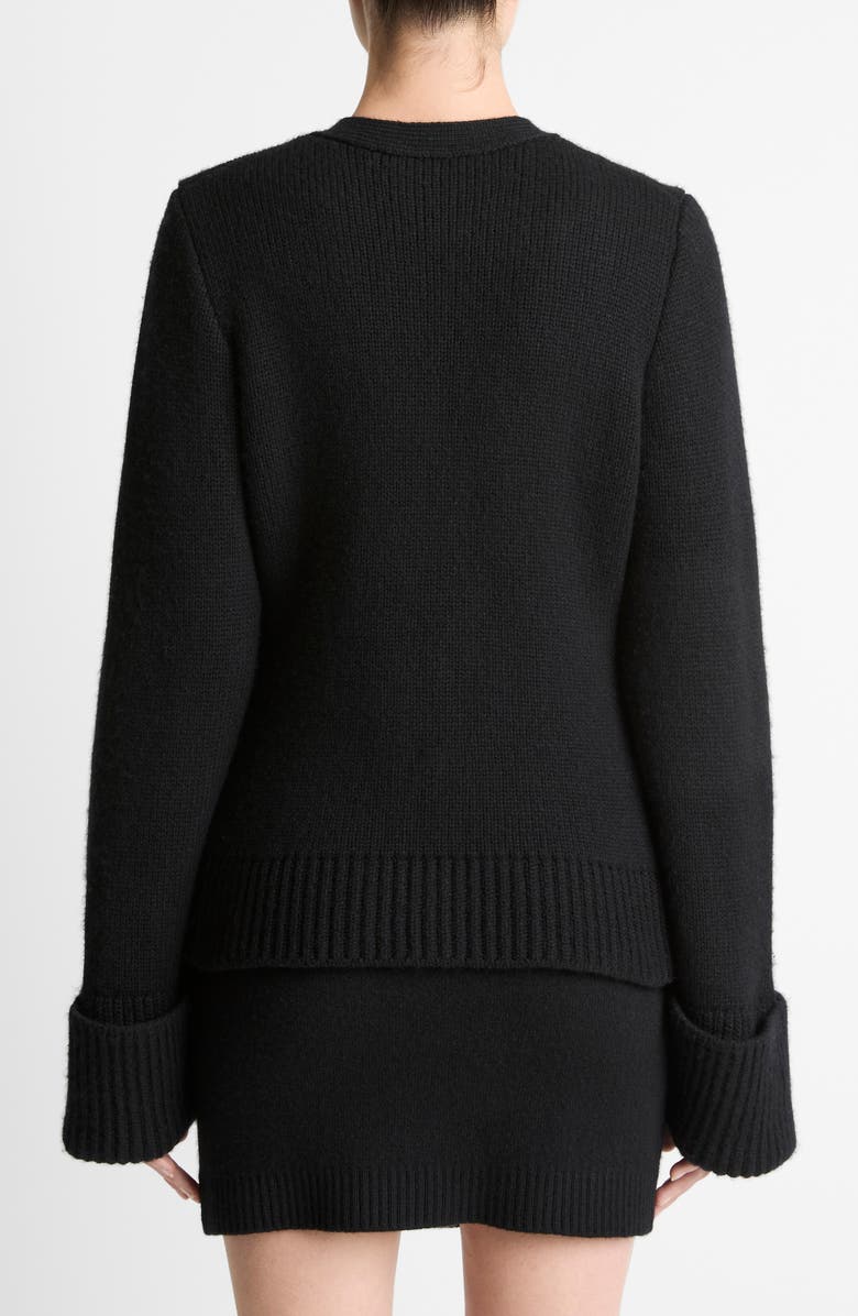 Vince Double Face Wool Blend Cardigan, Alternate, color, Black