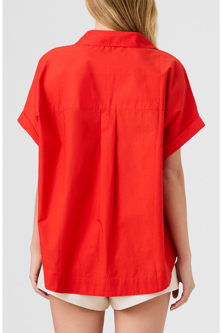 Cotton Poplin Popover Top, Alternate, color, CANDIED APPLE RED