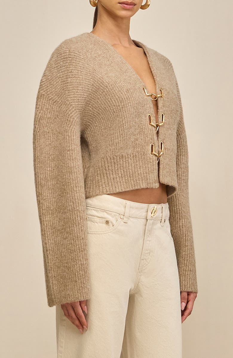 Cult Gaia Mayalu Crop Rib Cardigan, Alternate, color, Beach Melange