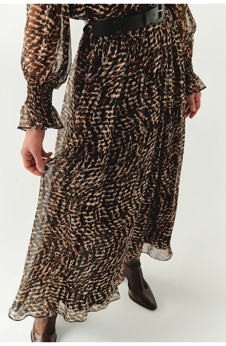 Exquise Teresa Chiffon Midi Skirt, Alternate, color, Brown