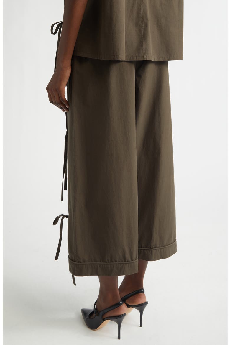 Bunny Bow Detail Cotton Wide Leg Pants, Alternate, color, BROWN