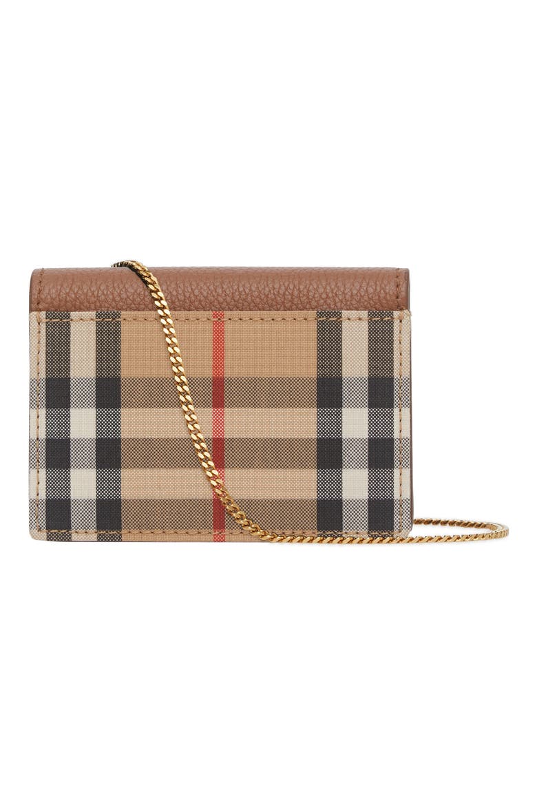 Jade Vintage Check Card Case on a Chain, Alternate, color, TAN