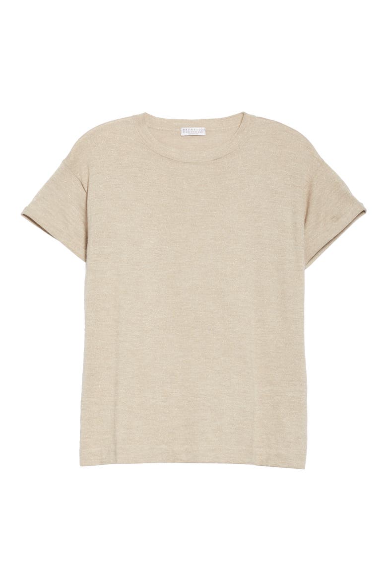 Metallic Cashmere Blend Tee Sweater, Alternate, color, DESERT