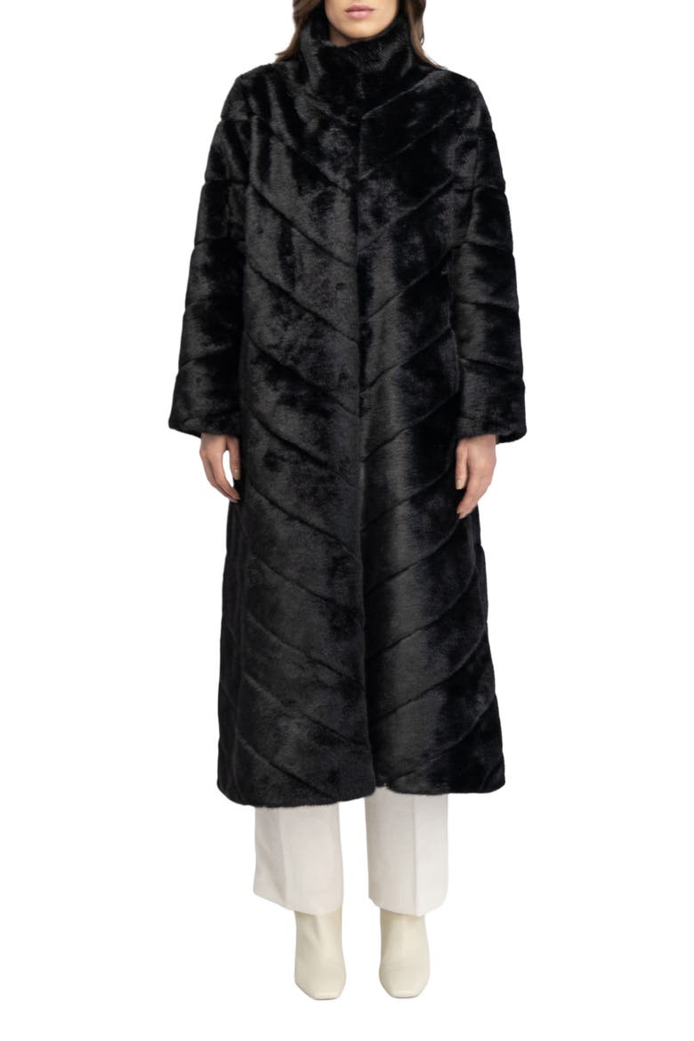 Fur-Free Mink (Faux Fur) Coat, Alternate, color, BLACK