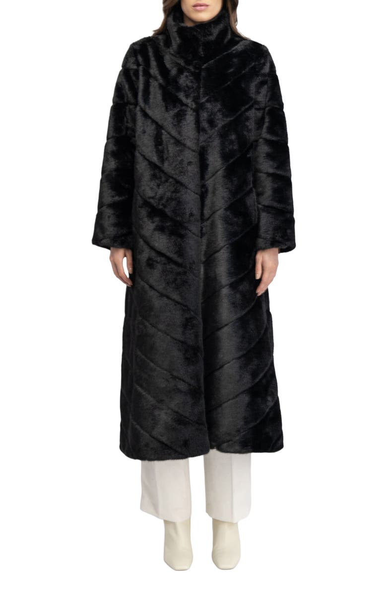 Lyla Grant Fur-Free Mink (Faux Fur) Coat, Alternate, color, Black